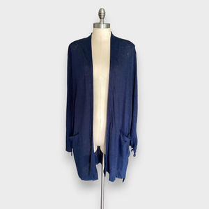J.Jill Blue Love Linen Light Navy Cardigan XL